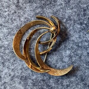 Vintage Van Dell Brooch Pin 12K Gold Filled Signed MCM Abstract Shooting Star